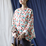 Vintage Literary Ramie Hand Buttoned Long-Sleeved Loose Shirt