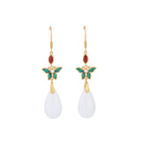 Vintage Literary Imitation White Jade Earrings