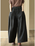 Vintage Baggy Slim Button-Knead Wash Denim Wide-Leg Pants