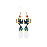 Vintage Style Classic Painted Enamel Magnolia Earrings