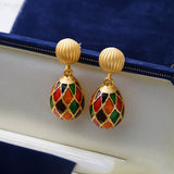Retro Color Niche Medieval Court Style Enamel Earrings