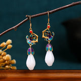 Vintage Style Classic Painted Enamel Magnolia Earrings