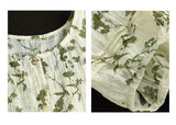 Vintage Print High Waist Floral Round Neck Short Sleeve Dress