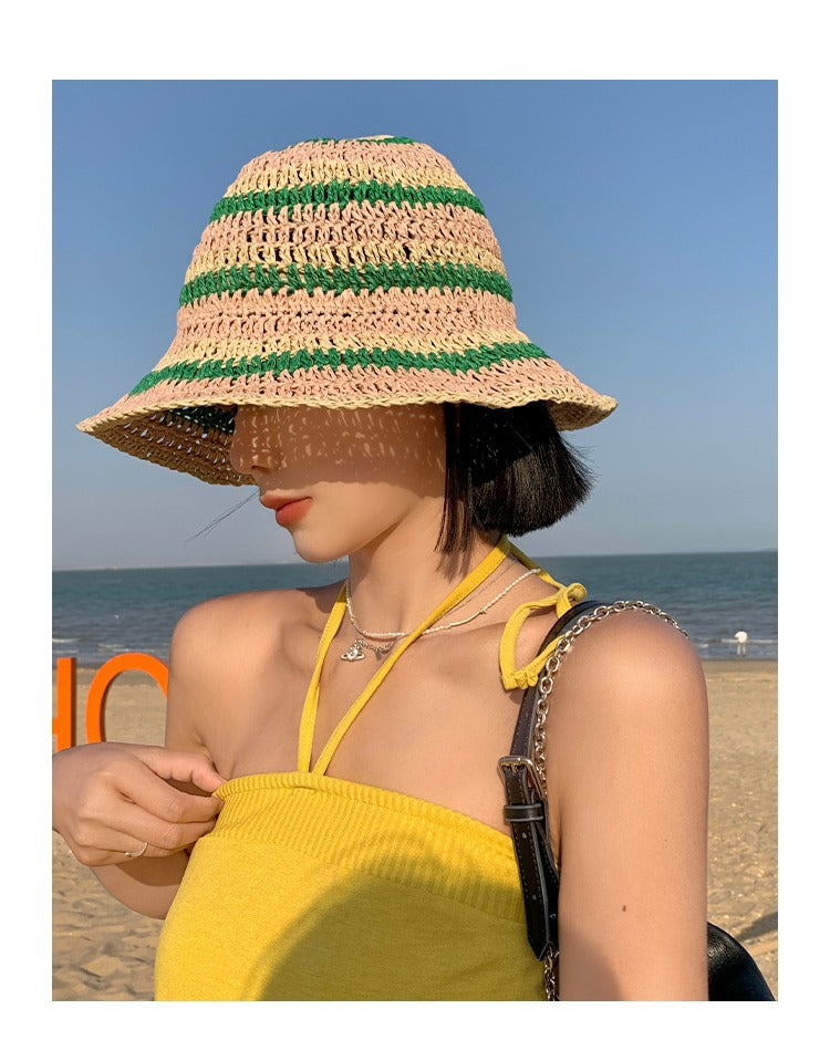 Tri-Color Sunscreen Straw Foldable Straw Hat