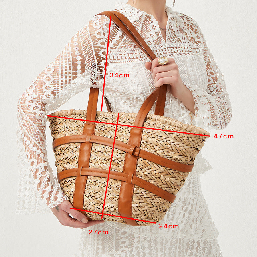Hand-Made Large Capacity Single Shoulder Rattan Bag