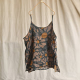 Printed Ramie Outerwear With Suspenders Loose Literary Retro Vest