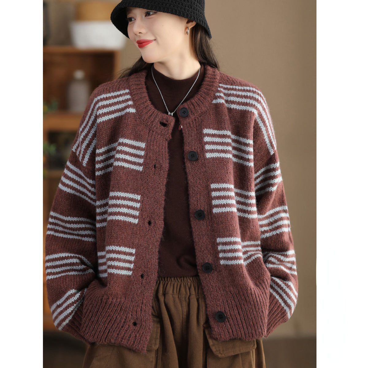 Winter Mohair Thickened Heavy-Duty Jacquard Alpaca Warm Sweater