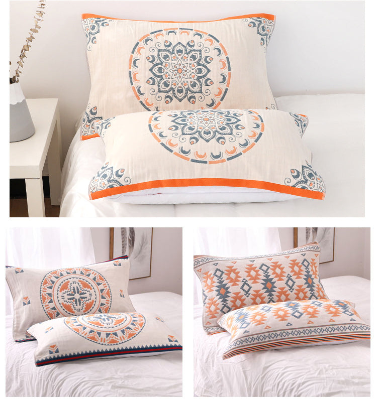 A Pair Of Cotton Gauze Pillow Covers With Four Layers Of Thickening