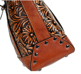 Vintage Top Layer Cowhide Vegetable Tanned Leather Hand Carved Bag