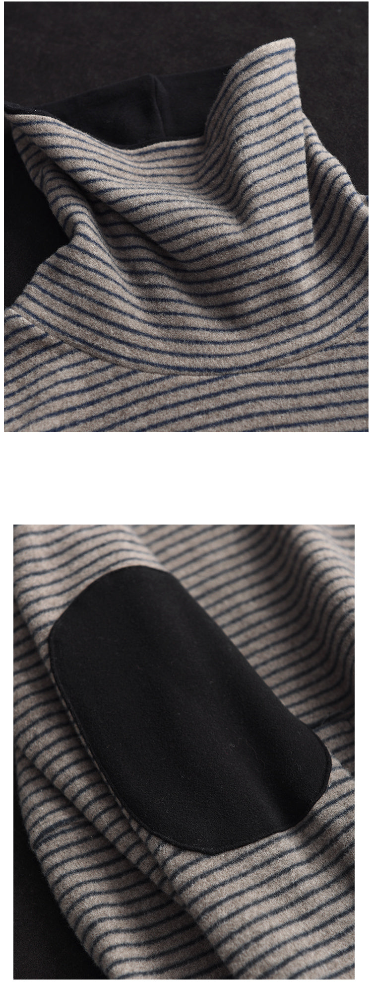 Stylish Striped Cashmere Striped Color Block Turtleneck Top