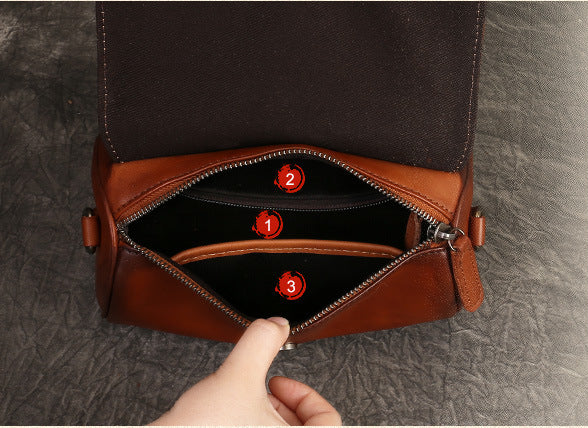 Genuine Leather Retro Niche Design High-End Shoulder Bag