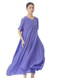 Women Summer Casual Loose Solid Irregular Hem Dress