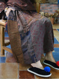 Women Summer Vintage Patch Spliced Linen Skirt