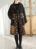 Women Spring Casual Spliced Plaid Pocket Denim Coat