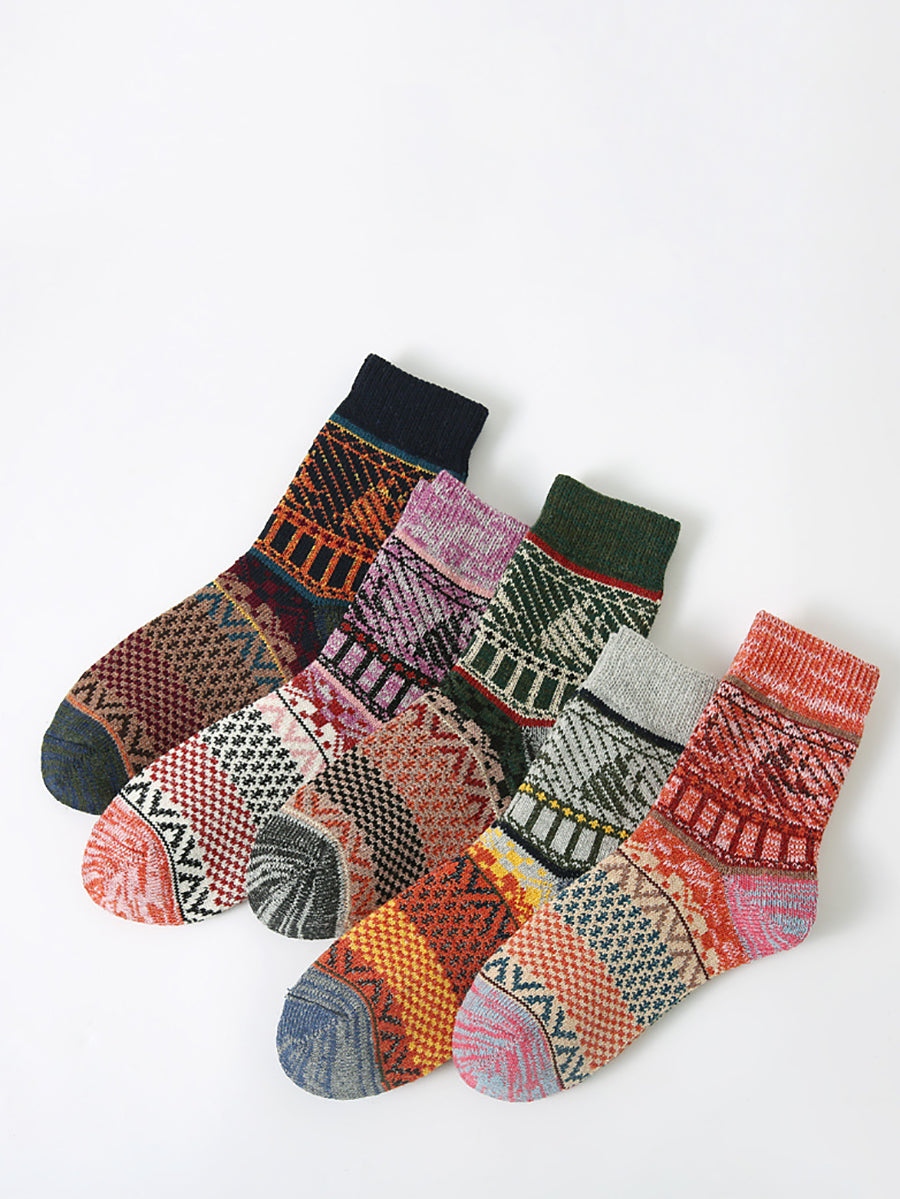 5 Pairs Women Vintage Knitted Cotton Socks
