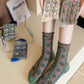 5 Pairs Women Artsy Vintage Floral Jacquard Socks