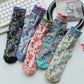 5 Pairs Women Vintage Floral Jacquard Cotton Socks