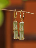 2 PCS Women Vintage Jade Bamboo Sliver Earrings