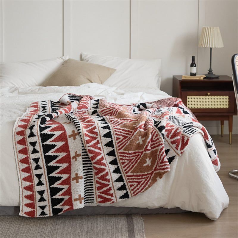 Nordic Style Geometric Knitted Sofa Bed Throw Blanket