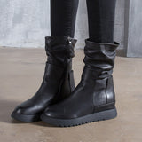 Winter Women Casual Genuine Leather Spliced Solid Boots