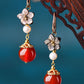 2 PCS Shell Flower Red Agate Pearl Drop Earrings