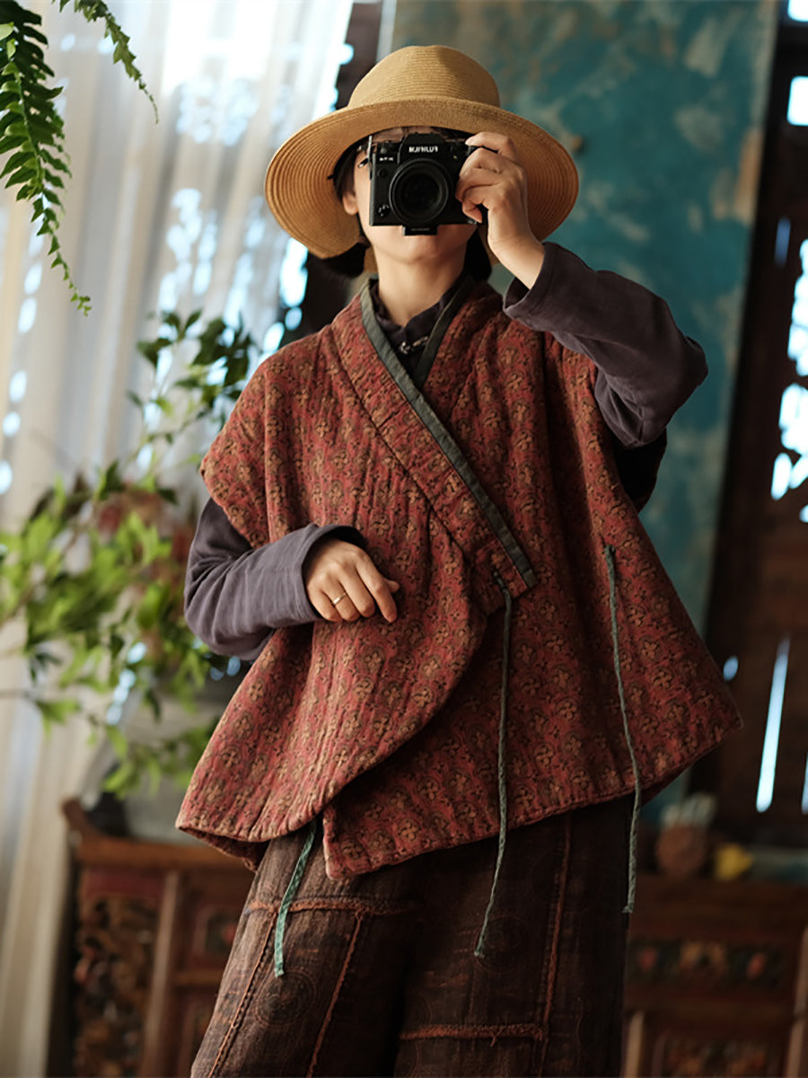 Women Vintage Floral Cotton Vest
