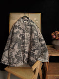 Women Ethnic Print Ramie Winter Padded Coat