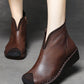 Women Genuine Leather Spliced Soft Mid-Heel Boots