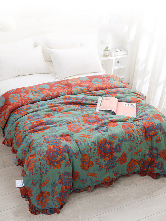 Winter Vitage Flower Cotton Thick Warm Quilt