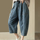 Women Vintage Summer Stitching Pocket Loose Denim Pants
