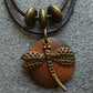 Women Ethnic Alloy Dragonfly Wooden Pandent Necklace