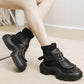 Women Vintage Leather Spliced Platform Sport Shoes