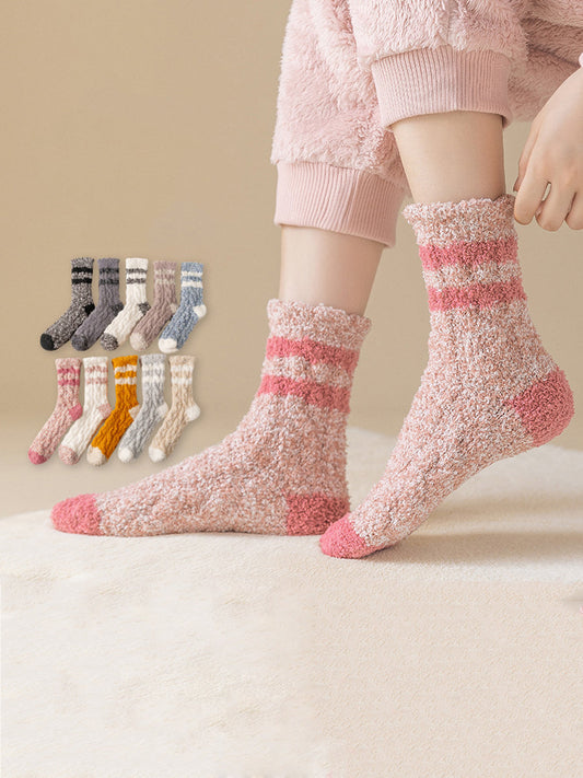 5 paires de chaussettes polaires Winte Colorblock pour femmes