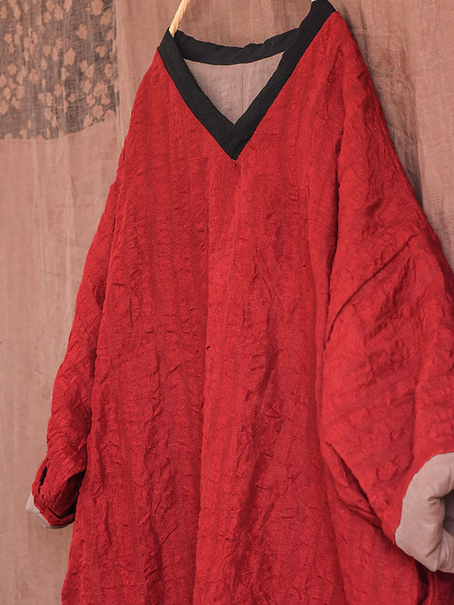 Robe ample en lin épissé Vintage pour femmes, hiver