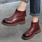 Women Fashion Genuine Leather Mid-Heel Boots