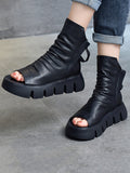 Women Fashion Genuine Leather Peep-toe Shoes