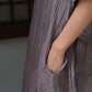 Women Vintage Solid Drawstring Pocket Loose Ramie Dress