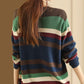 Pull tricoté à rayures colorées pour femmes, automne