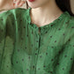 Women Smmer Casual Dot Pocket Agaric-Lace Linen Shirt