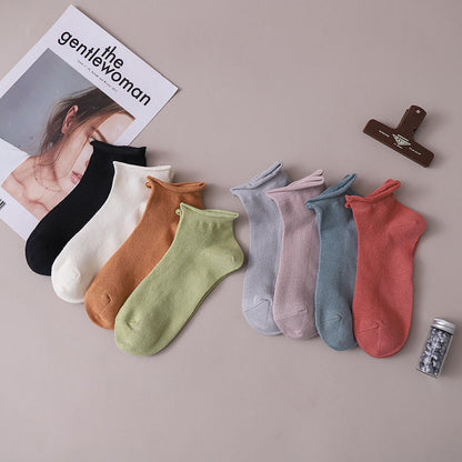 4 paires de chaussettes fines à ourlet solide pour femmes, été