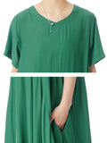 Women Summer Casual Loose Solid Irregular Hem Dress