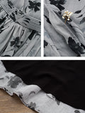 Women Summer Vintage Flower Print Dual-layer Skirt