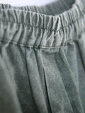 Women Spring Retro Spliced Pocket Hraem Pants