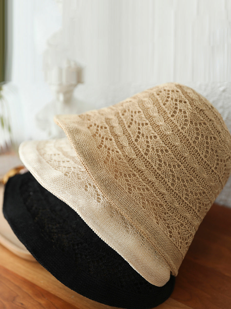 Women Elegant Solid Crochet Soft Flodable Hat