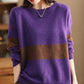 Women Casual Colorblock Wool Knitted Warm Sweater