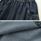 Women Spring Worn Washed Demin Spliced Skirt
