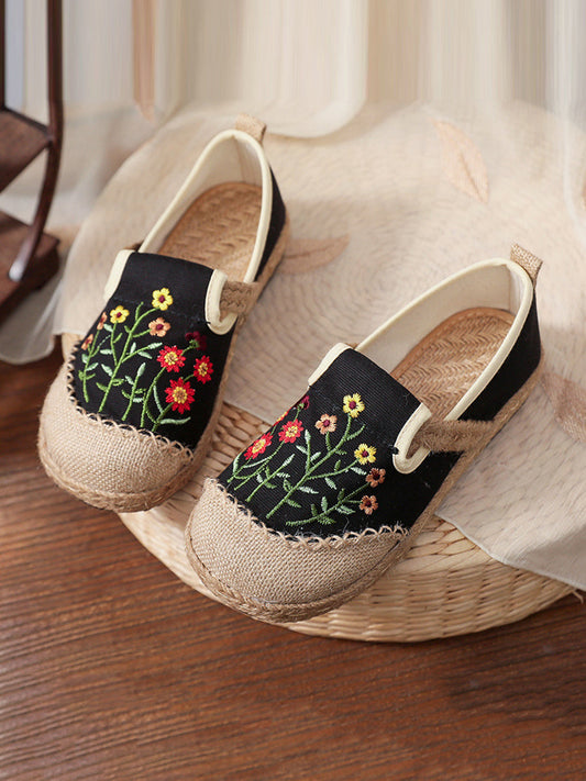 Chaussures épissées de broderie florale d'été pour femmes