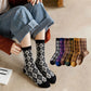6 Pairs Women Vintage Rhomboids Letter G Knitted Socks