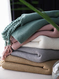 Pure Color Nordic Style Queen Bedcover Sofa Blanket