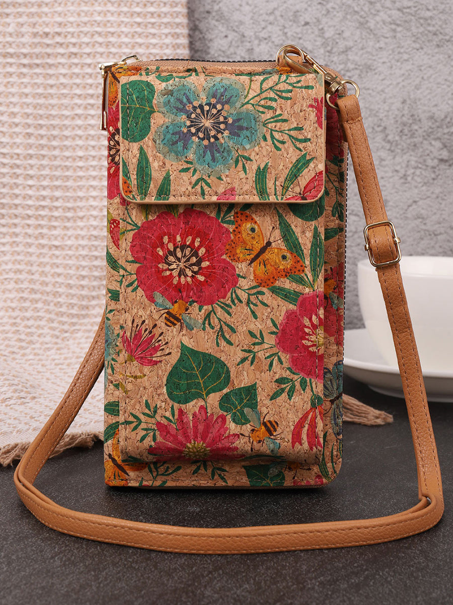 Portefeuille de sac de téléphone portable multifonction fleur de Bohême